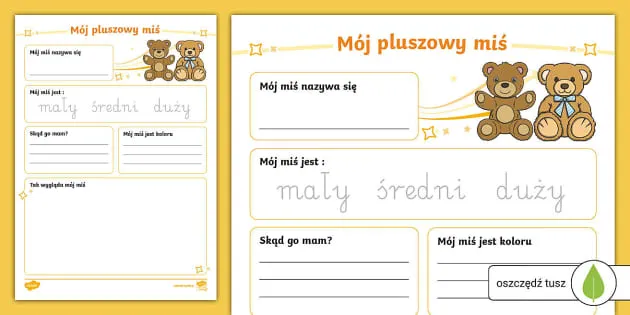 schemat opisu pluszowego misia