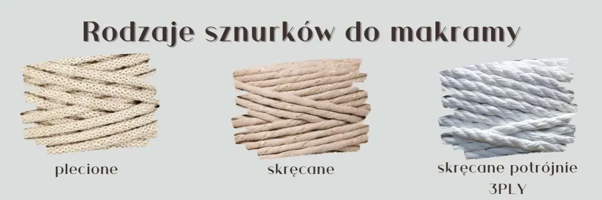 różnice w splocie sznurka makramowego pleciony skręcany 3PLY