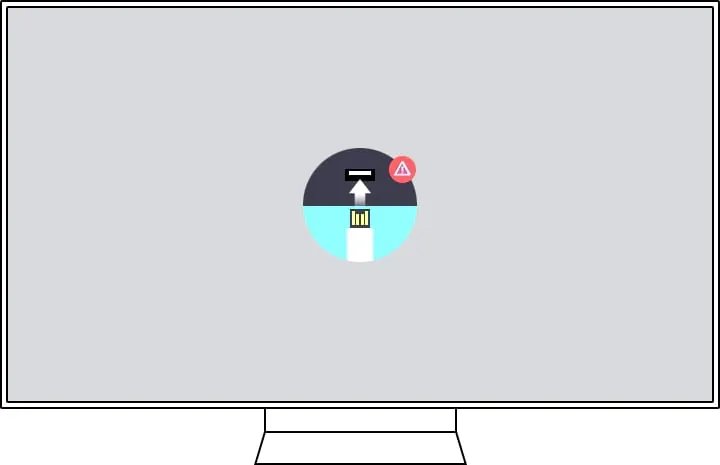 Ekran telewizora Samsung z komunikatem błędu aktualizacji