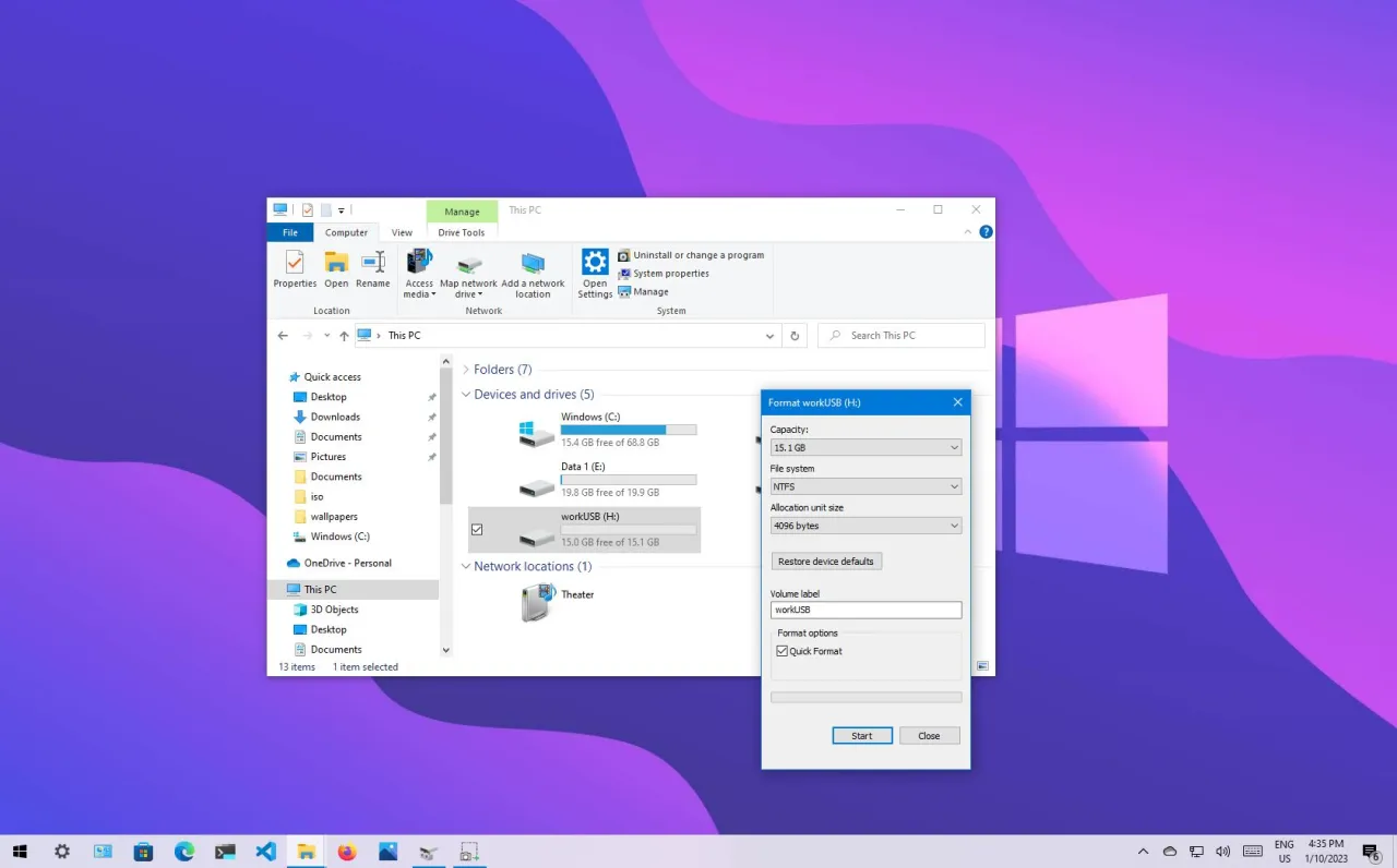 formatowanie pendrive windows 10