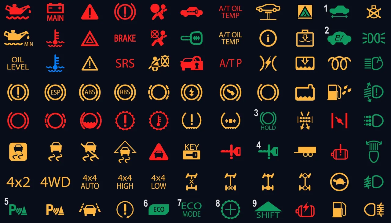 Czerwone kontrolki ostrzegawcze w samochodzie