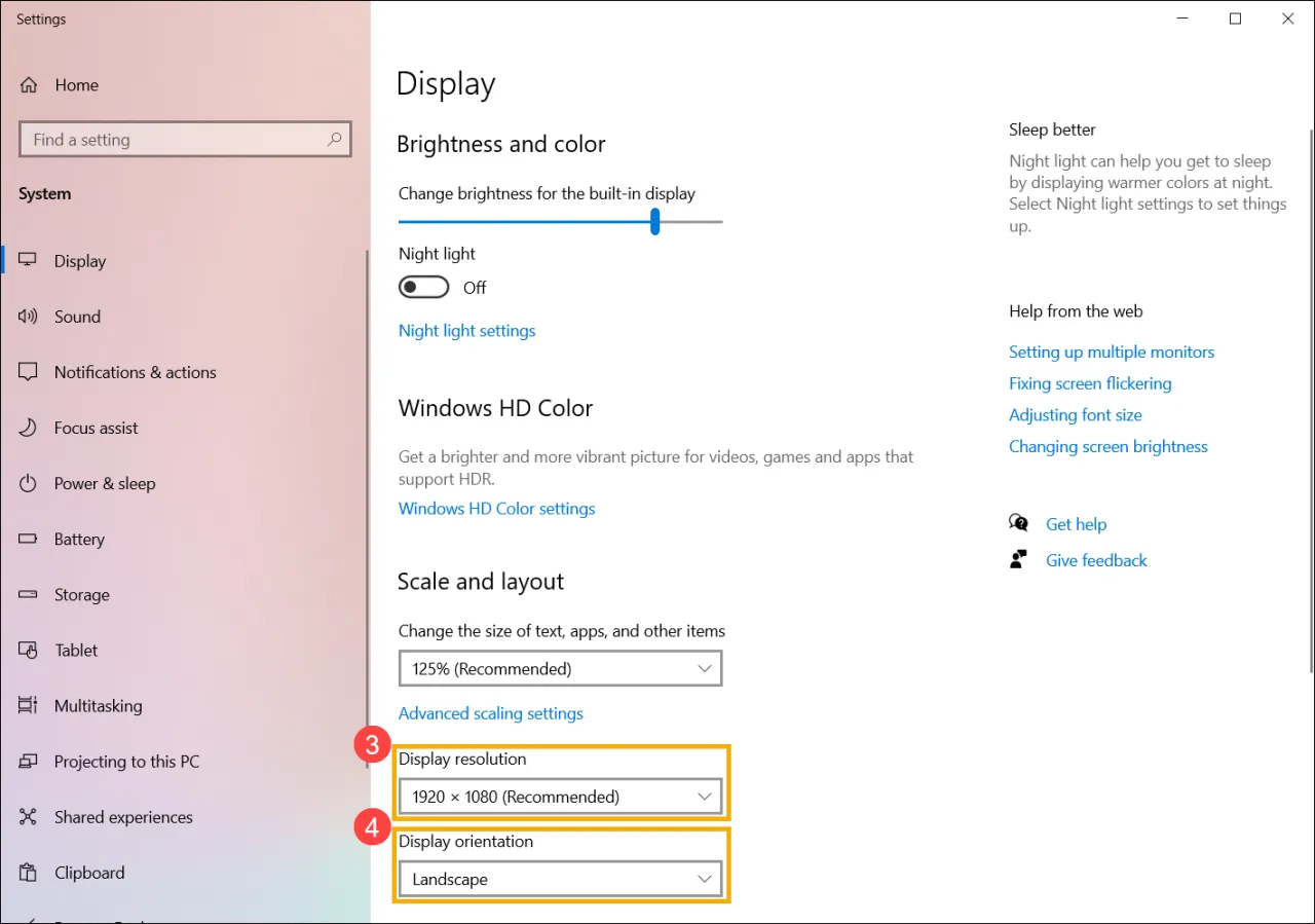 Ustawienia ekranu Windows 11 orientacja wyświetlacza