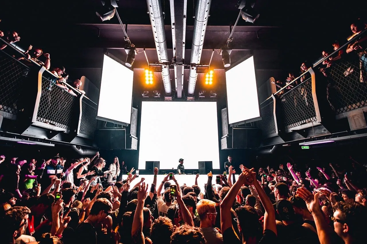różne rodzaje koncertów publiczność scena