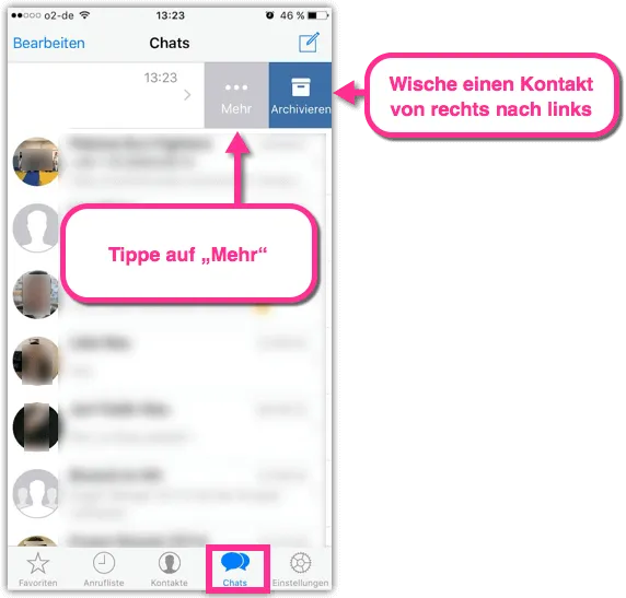 WhatsApp Kontakt löschen iPhone Anleitung Screenshot