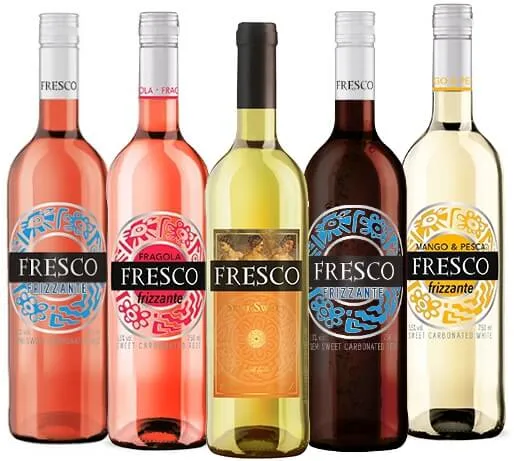 różne butelki wina Fresco rodzaje