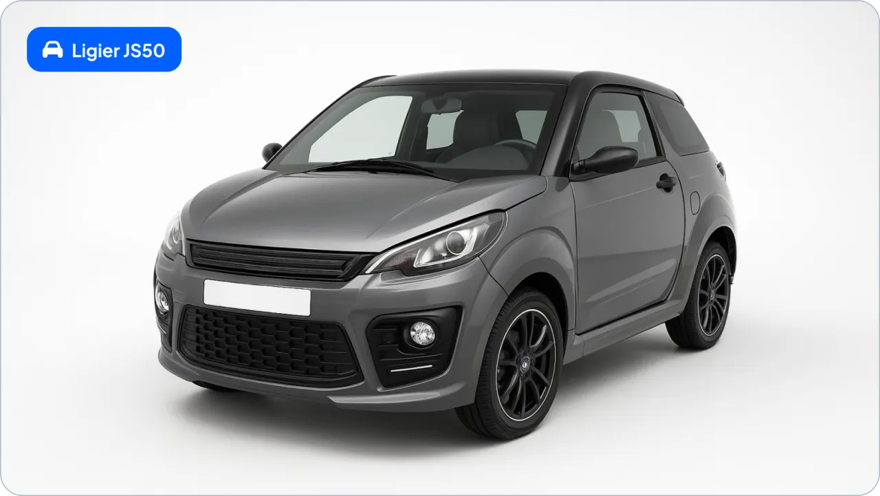 Szary Ligier JS50. Czy smartem można jeździć bez prawa jazdy? Ten pojazd to alternatywa dla os&oacute;b bez uprawnień.