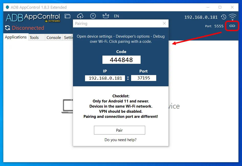 adb appcontrol interfejs