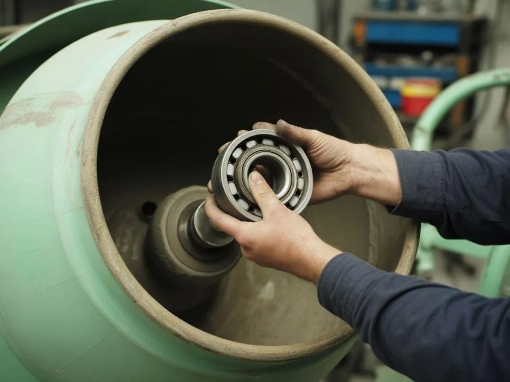 Uszkodzone łożysko betoniarki vs nowe