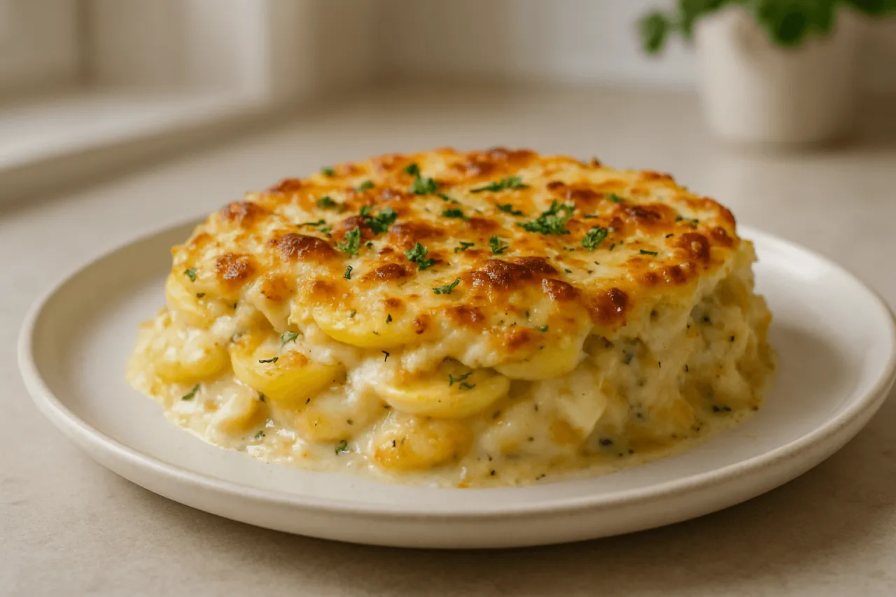 Zapiekanka ziemniaczana z kremowym sosem, idealna na obiad. Dowiedz się, z czego zrobić sos do zapiekanki ziemniaczanej, by była pyszna!
