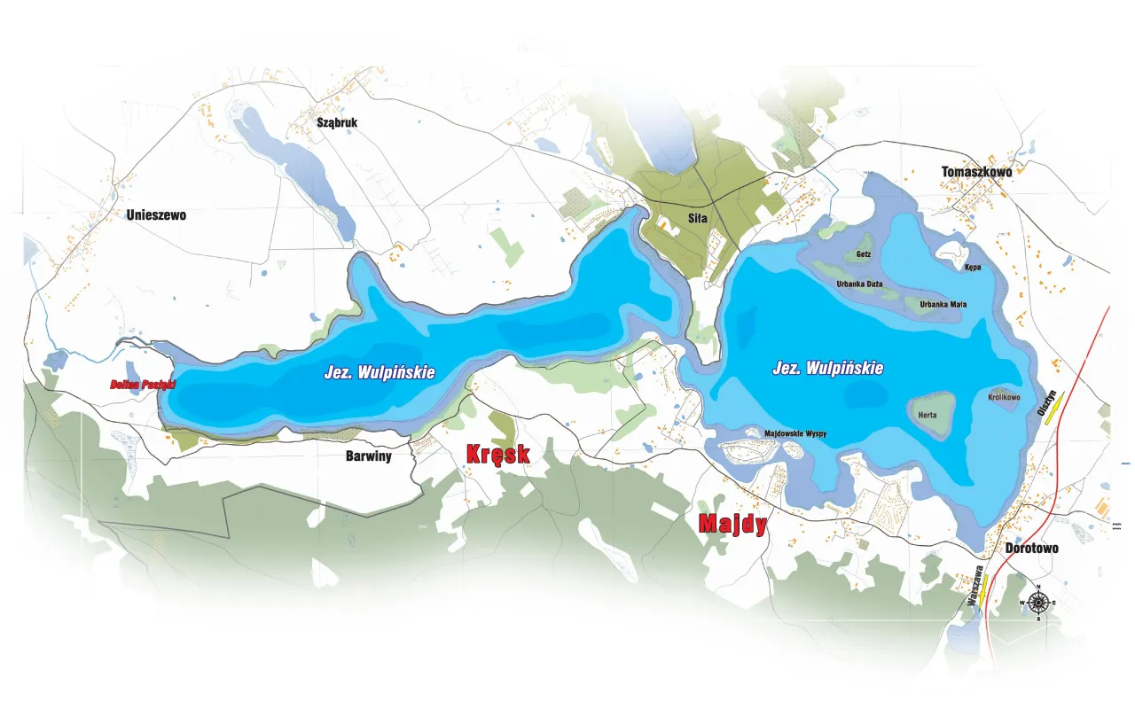 Mapa batymetryczna Jeziora Wulpińskiego