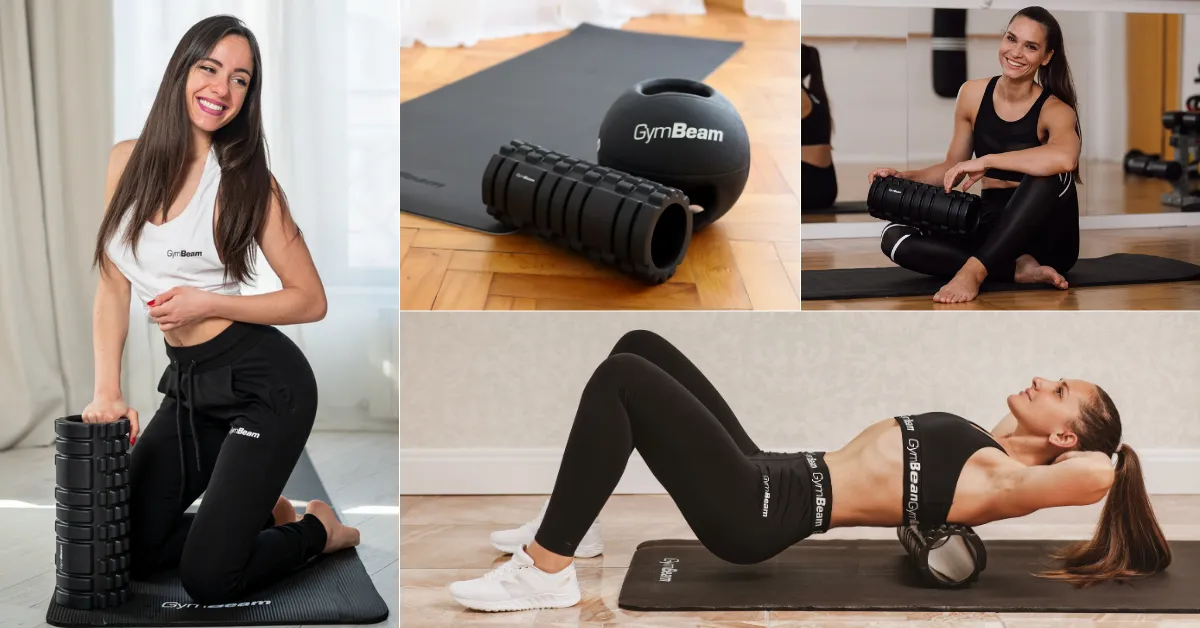 Kobieta używająca rollera piankowego na nogi