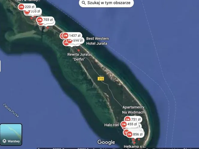 Mapa cenowa polskiego wybrzeża noclegi