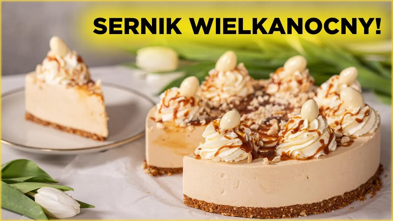 Sernik ze słonym karmelem i jadalnymi kwiatami