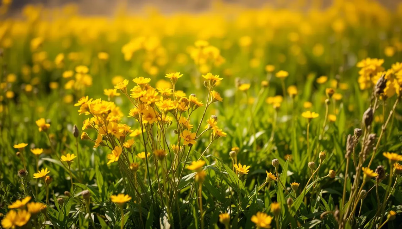 żółte chwasty w ogrodzie identyfikacja