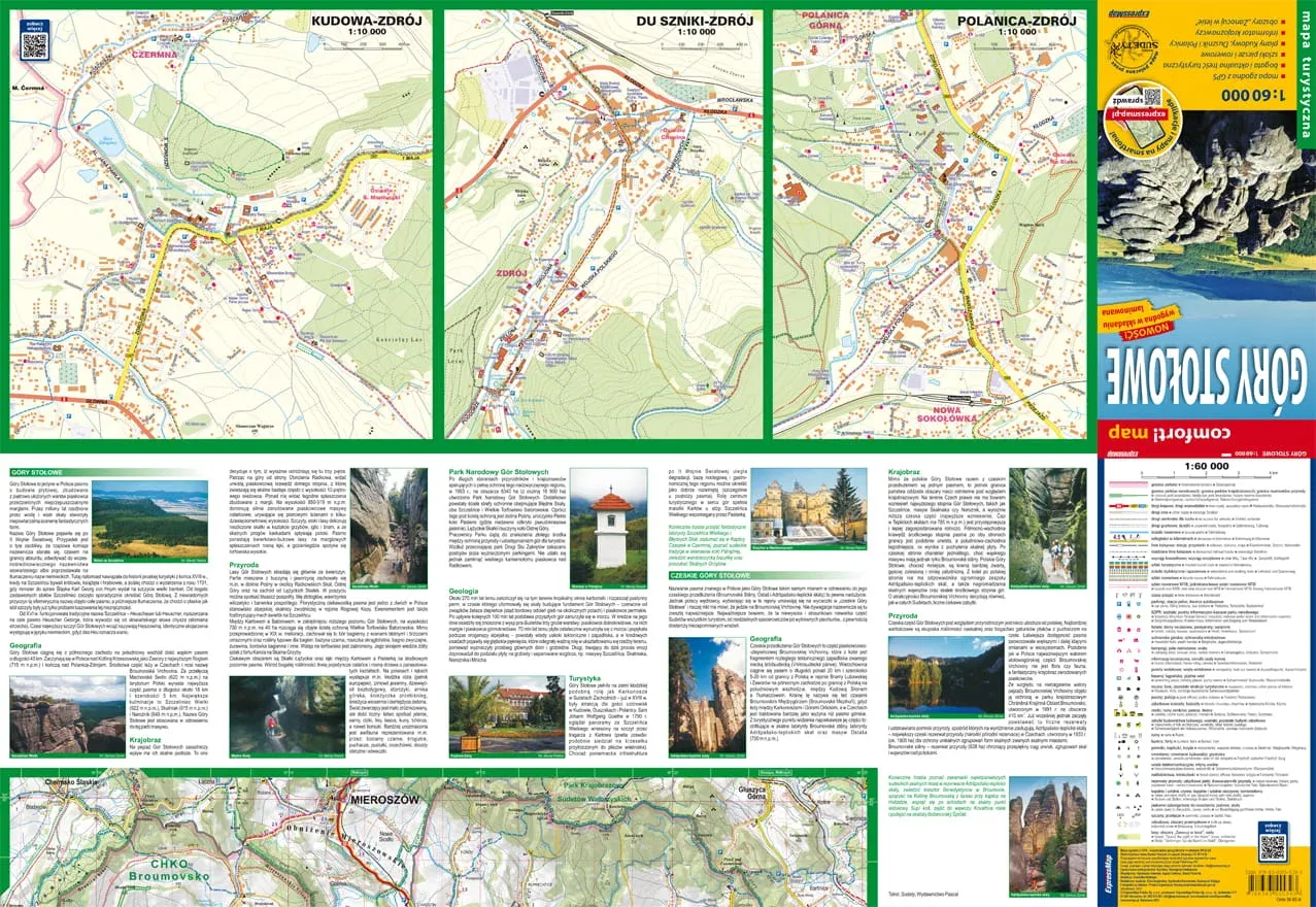 Mapa Gór Stołowych z atrakcjami i noclegami