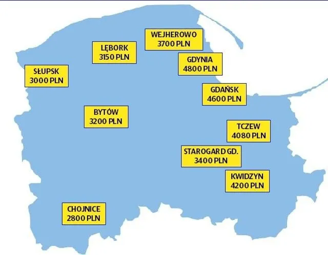 Mapa Polski zarobki manager hotelu