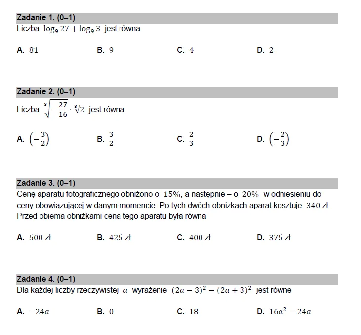 zadania matura matematyka formuła 2023
