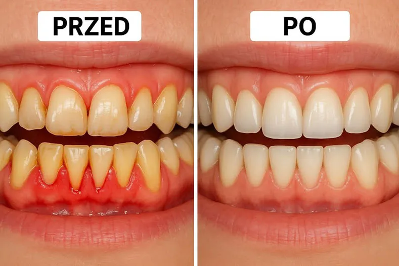Porównanie zdrowych dziąseł, zapalenia dziąseł i paradontozy