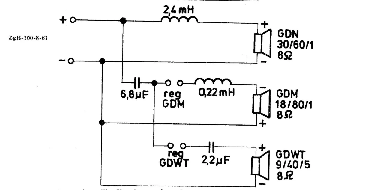 Głośnik 8 Ohm 100W schemat budowy