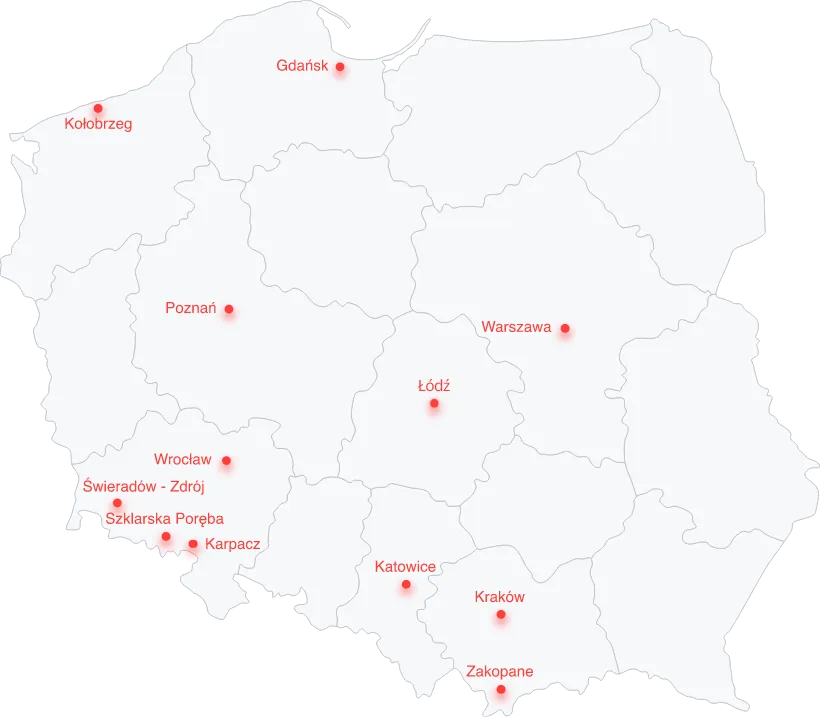 Mapa Polski potencjał wynajmu krótkoterminowego