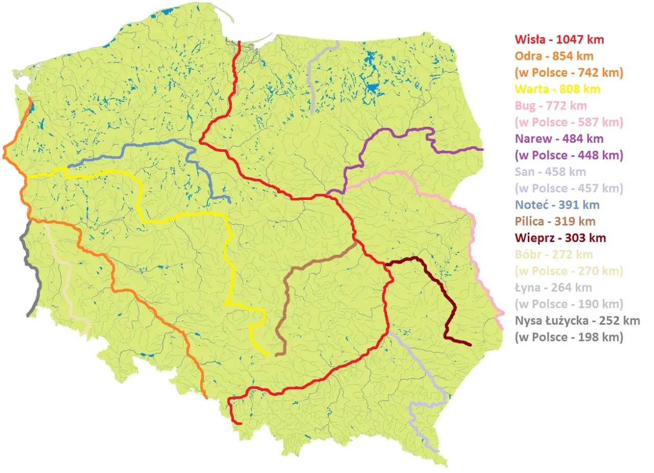 Mapa hydrograficzna Polski przykład