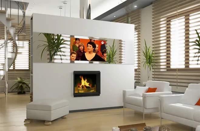 telewizor w lustrze różne rozmiary aranżacje