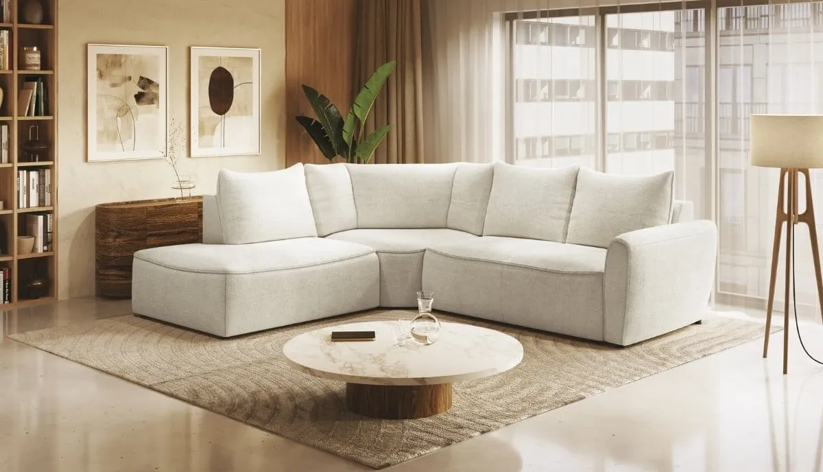 salon z aneksem kuchennym narożnik oddzielający strefy