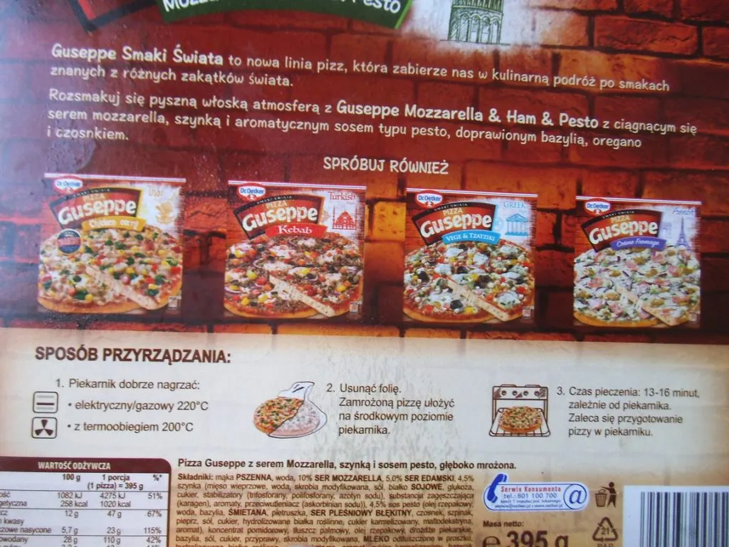 pizza guseppe w piekarniku instrukcja