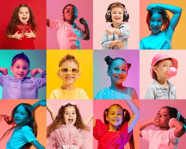 Kinder haben Spaß in verschiedenen Attraktionen Collage