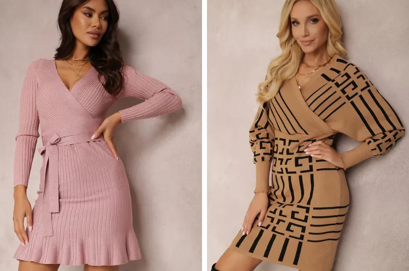 stylizacja z modną sukienką dzianinową na co dzień