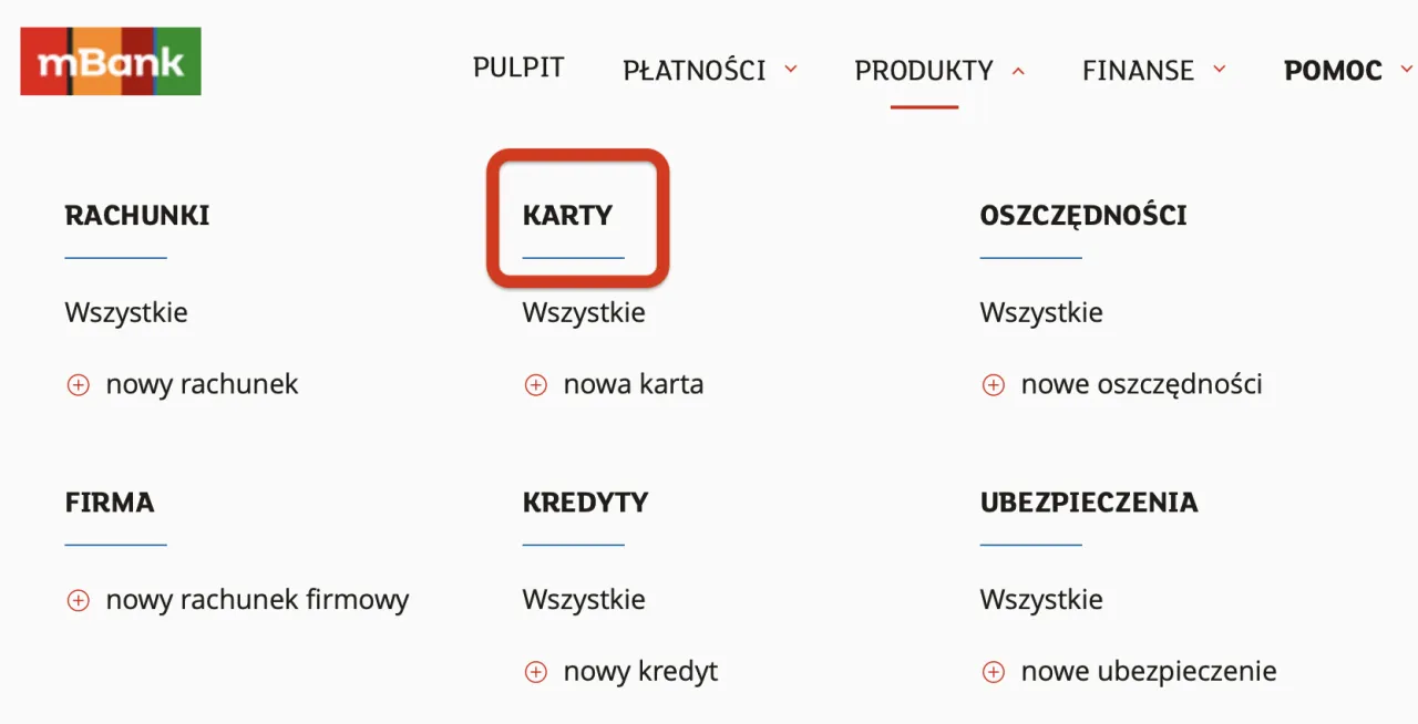mBank zmiana limitu karty aplikacja mobilna screenshot