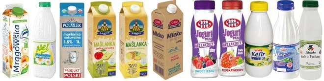 r&oacute;żne fermentowane napoje mleczne