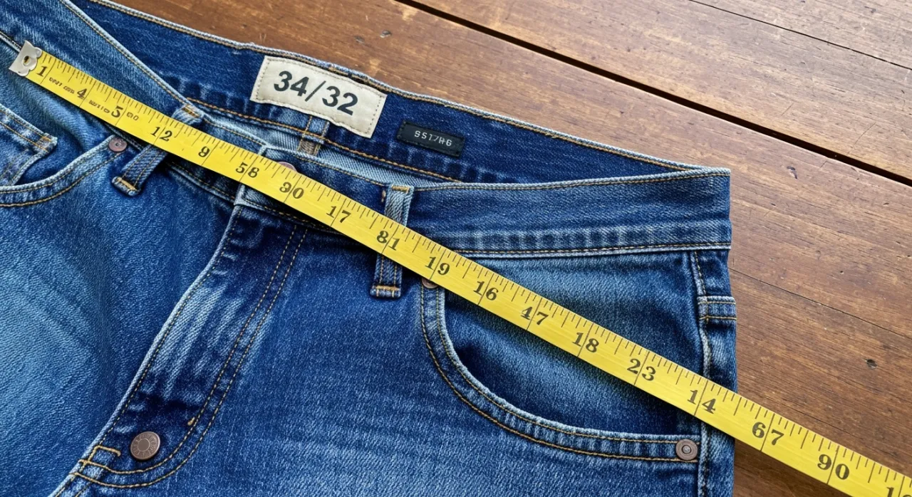 męska tabela rozmiar&oacute;w spodni 34, mężczyzna w jeansach
