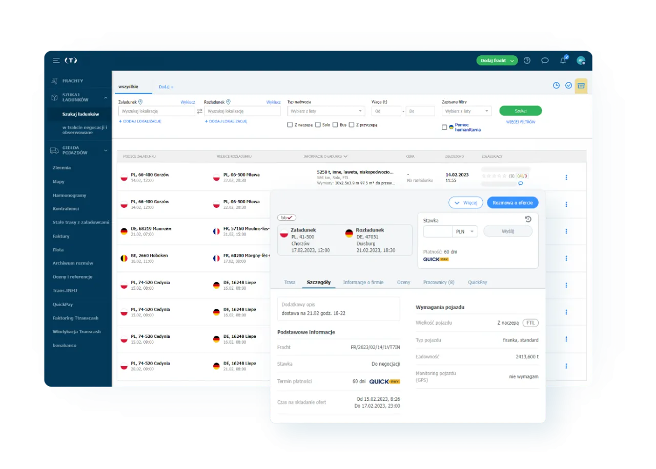giełdy transportowe por&oacute;wnanie trans eu timocom