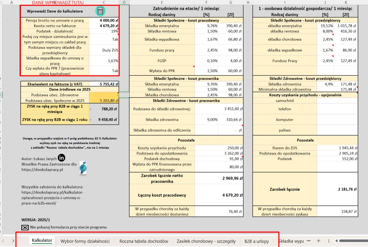 Kalkulator kosztów otwarcia działalności gospodarczej