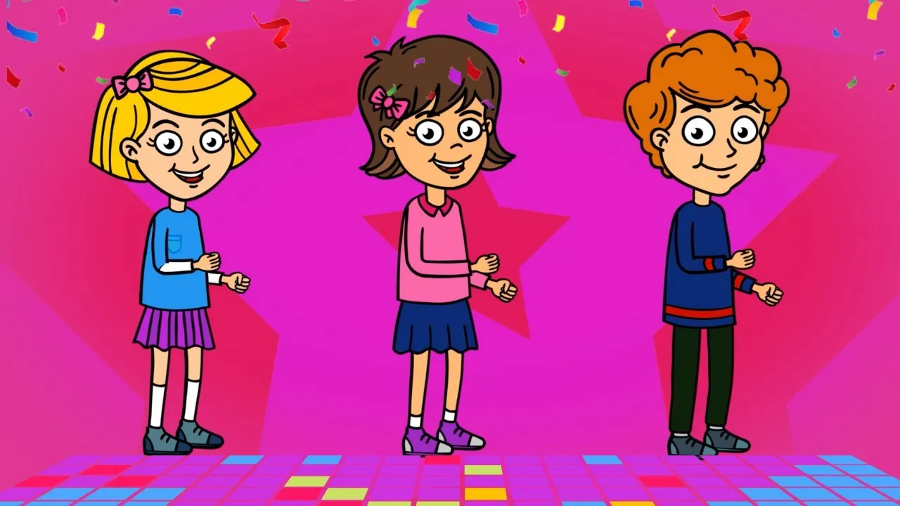 dzieci tańczące do piosenek z pokazywaniem