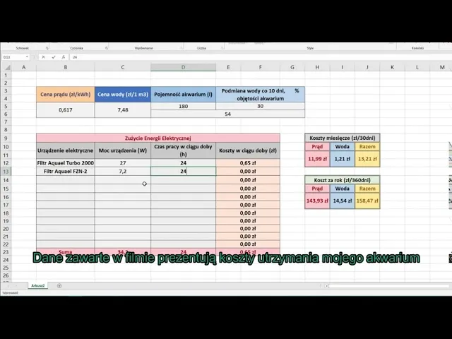 kalkulator zużycia prądu akwarium