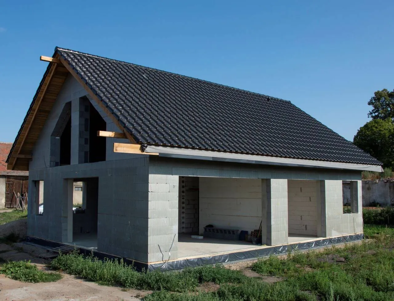 wizualizacja stanu surowego otwartego domu 80m2