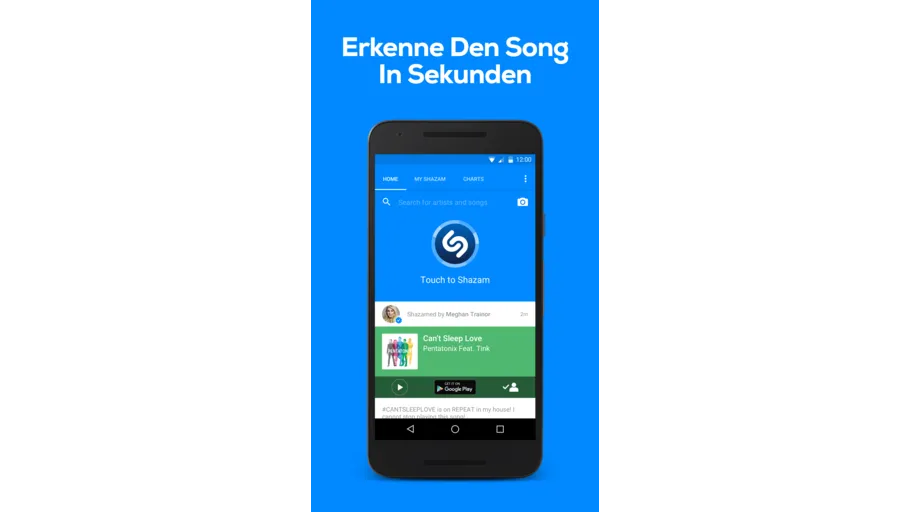 Musikerkennungs-Apps auf Smartphone-Bildschirm