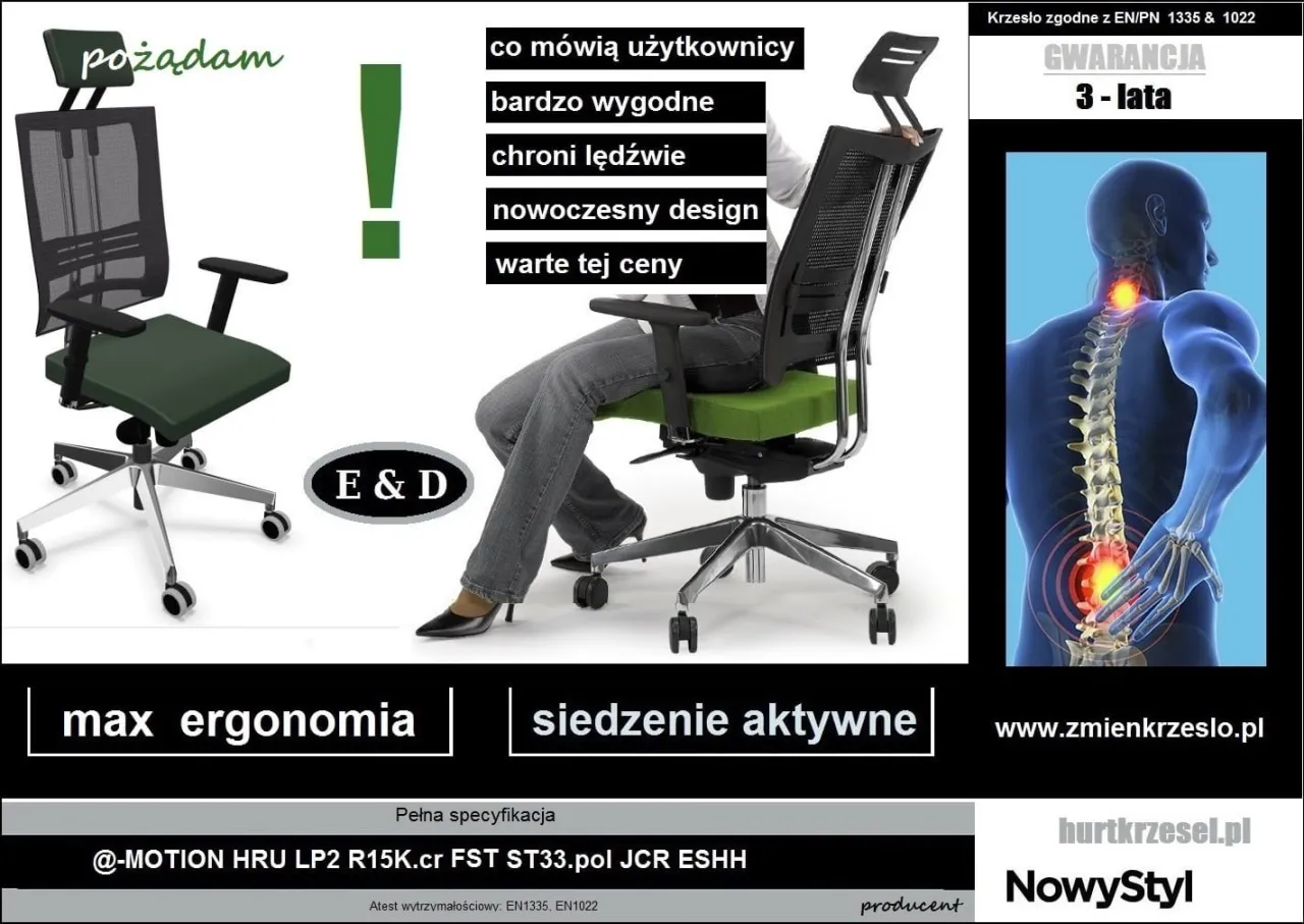 Ergonomiczne krzesło biurowe z regulacjami