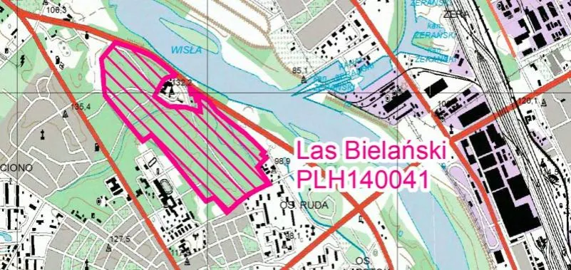 Mapa atrakcji Lasek Bielański