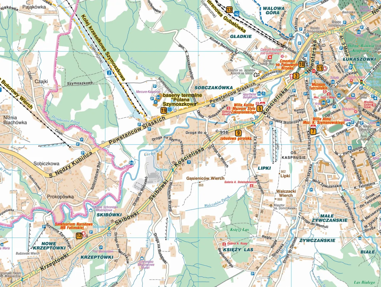 mapa Zakopane Krup&oacute;wki okolice
