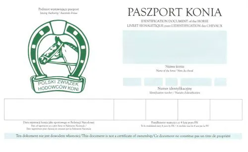 Paszport dla konia wz&oacute;r