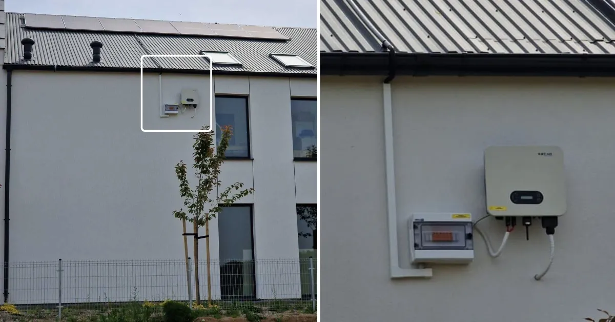 montaż falownika na ścianie p&oacute;łnocnej zadaszenie