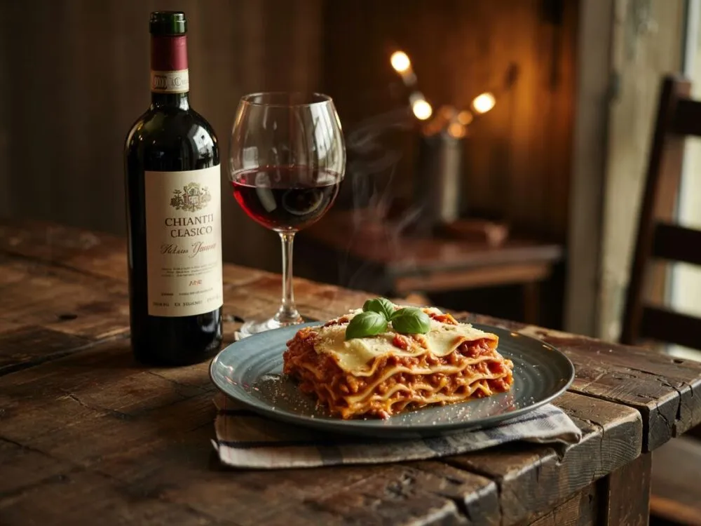 Włoskie czerwone wino do lasagne bolognese