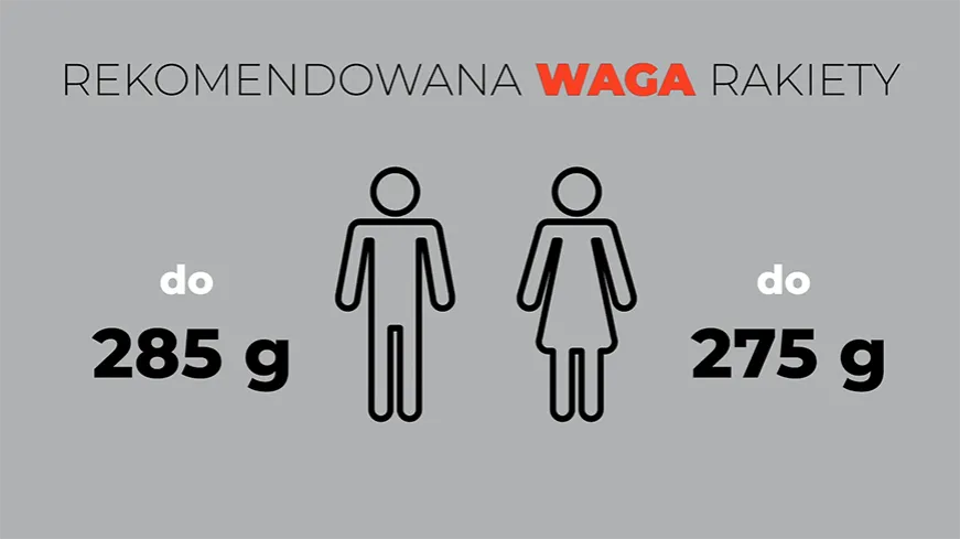 infografika waga i balans rakiety do squasha