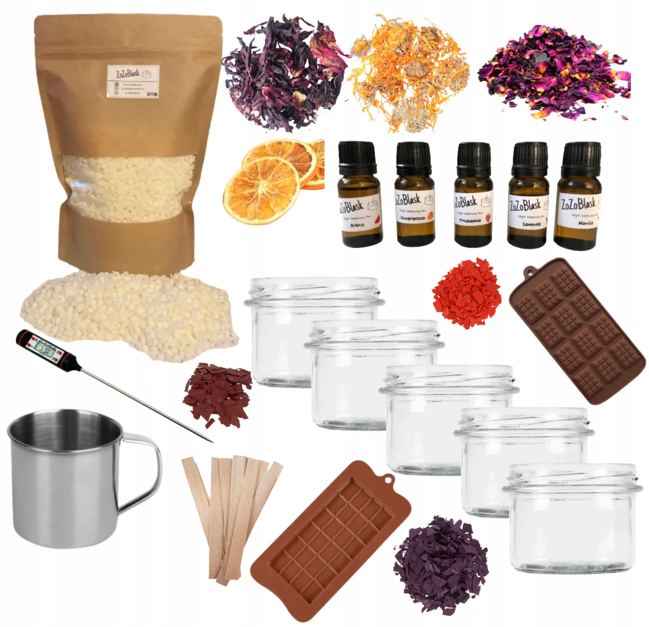 materiały do świec sojowych