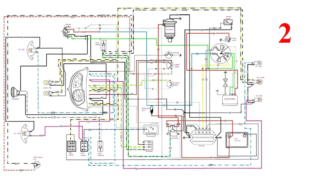 schemat instalacji elektrycznej kierunkowskaz&oacute;w skuter