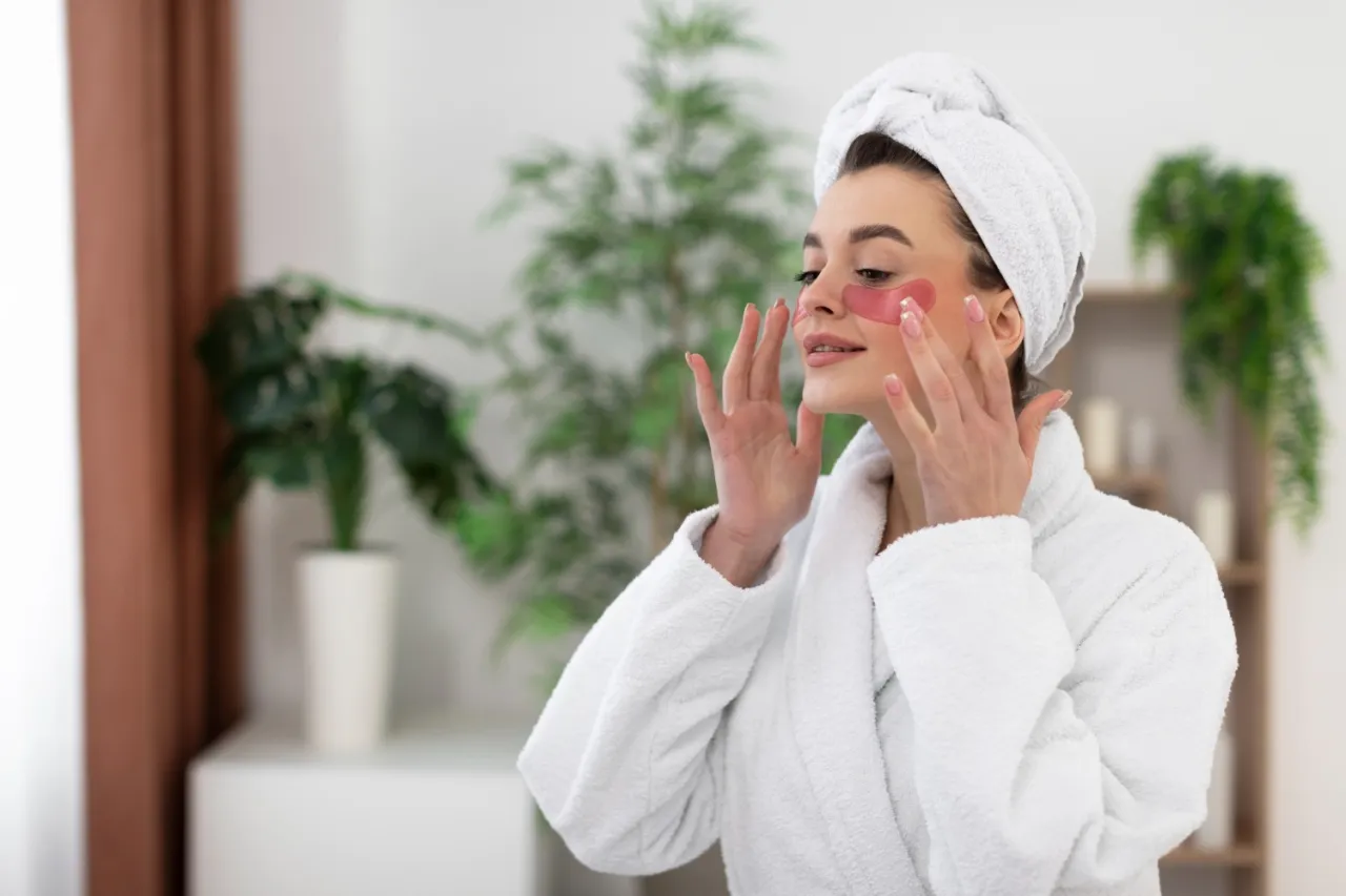 kobieta wykonująca rutynę pielęgnacyjną twarzy