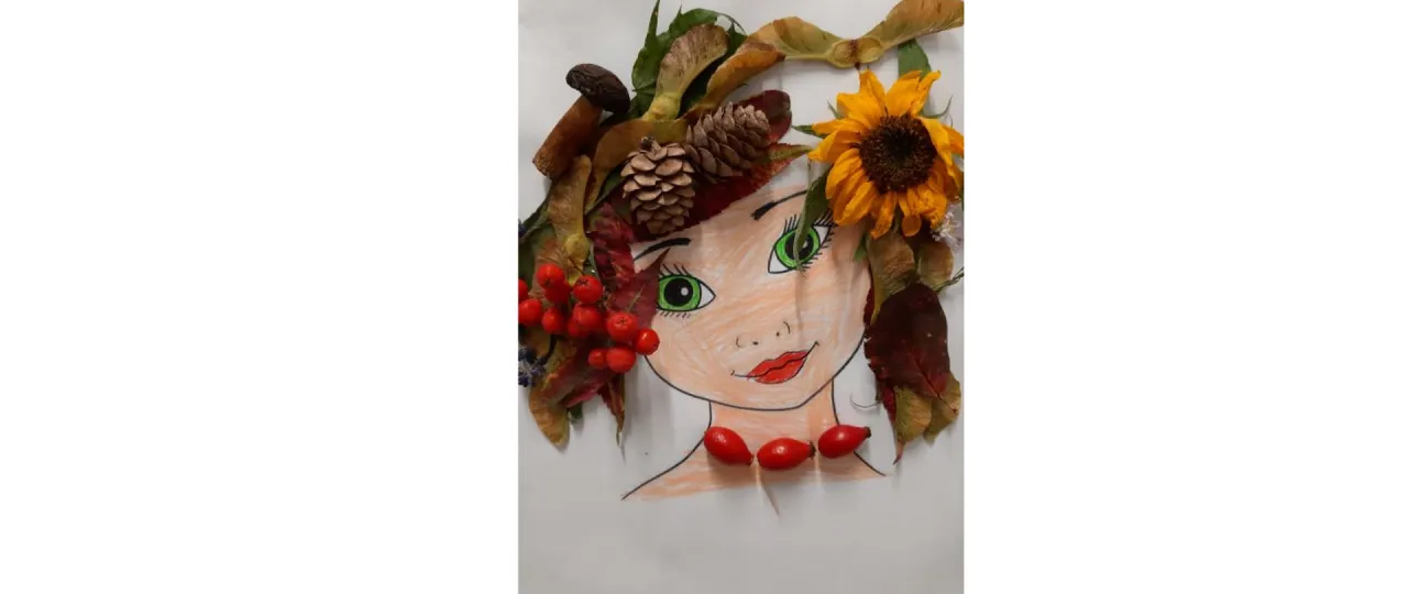 Pani Jesień z koszem dar&oacute;w ilustracja